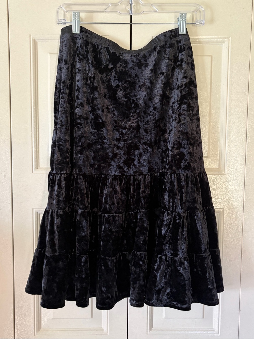 Y2K New York & Company Velvet Whimsigoth Grunge Tiered Skirt Dark Cottage Size L